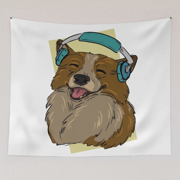 Item preview, Corgi with headphones designed and sold by Antiope33.