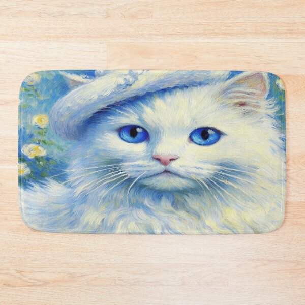 Item preview, White cat with blue eyes: An impressionist masterpiece in the style of Claude Monet designed and sold by FotoworldEdel.