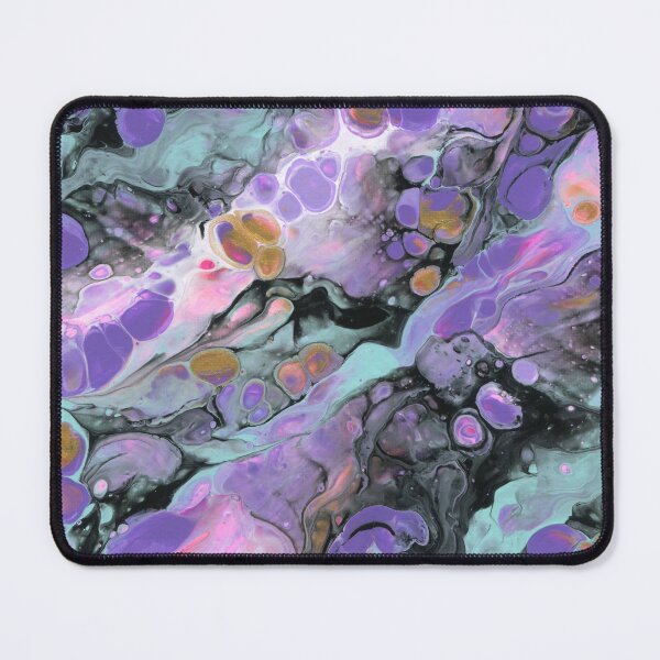 Item preview, Abstract acrylic pour painting in purple, turquoise and gold designed and sold by Marion Yeo.