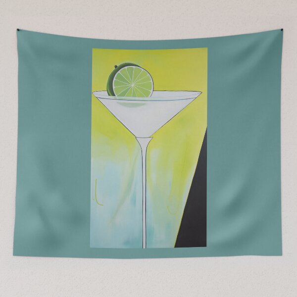 Item preview, Minimalist Martini Glass with Vibrant Lime Slice on Gradient Background - Modern Abstract Art designed and sold by OlfactoART Studio.