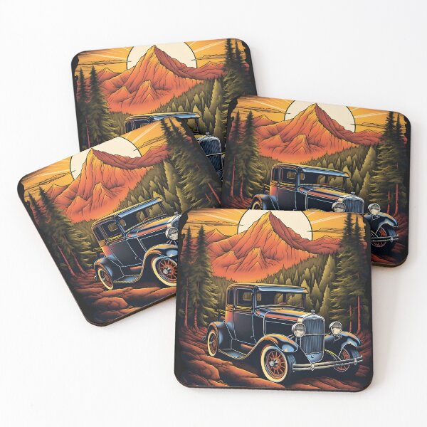 Item preview, vintage cars in a whimsical - 1 designed and sold by FamousArtDesign.