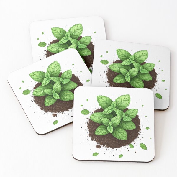 Item preview, Mint plant with vibrant green leaves, rich soil with  earthy and fresh scene  designed and sold by CUZAB.