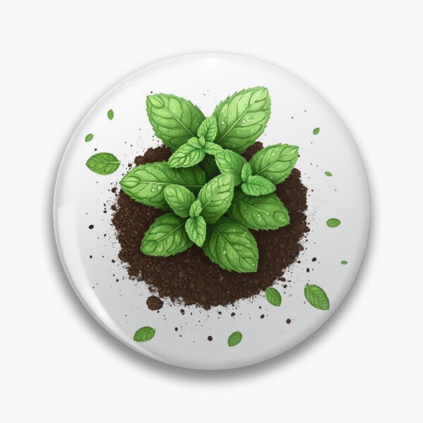 Item preview, Mint plant with vibrant green leaves, rich soil with  earthy and fresh scene  designed and sold by CUZAB.