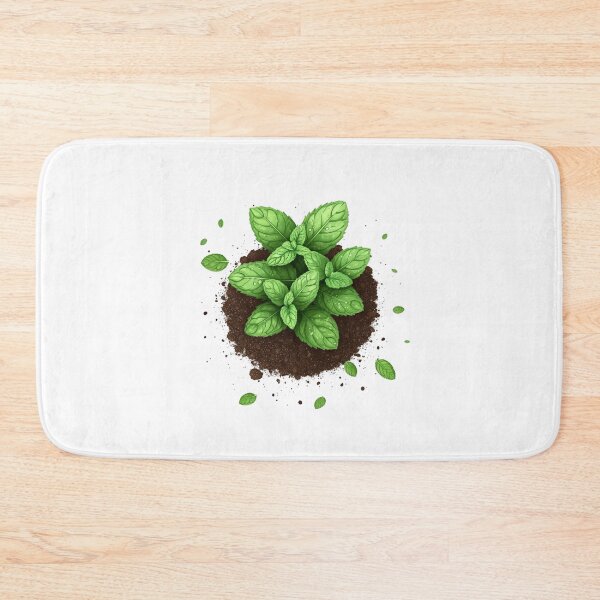 Item preview, Mint plant with vibrant green leaves, rich soil with  earthy and fresh scene  designed and sold by CUZAB.