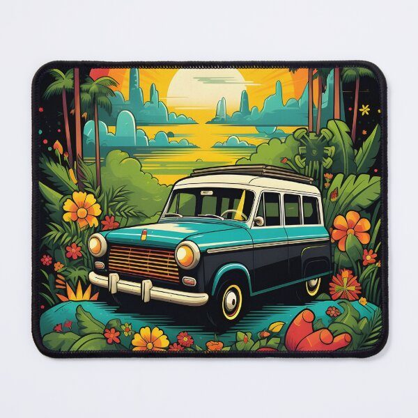 Item preview, vintage cars in a whimsical - 2 designed and sold by FamousArtDesign.