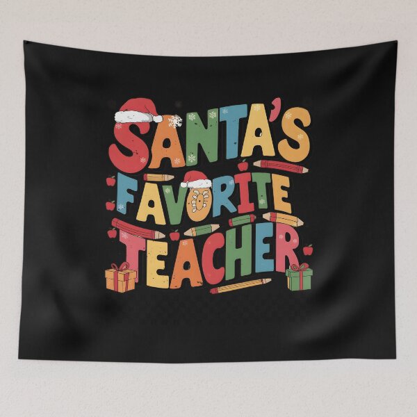 Item preview, Santa's Favorite Teacher Christmas Retro Groovy Xmas Women designed and sold by clothesy7.