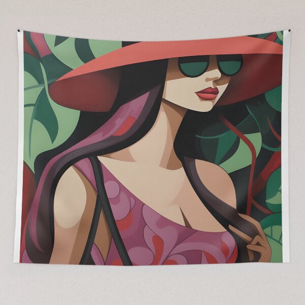 Item preview, girl with a black hat posing designed and sold by FamousArtDesign.