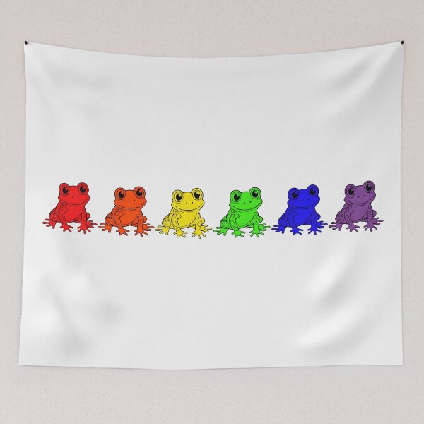 Item preview, Row of Cute Frogs in LGBTQ+ Rainbow Pride Flag Colors, Frogs LGBTQ Flag designed and sold by Travelslightly.