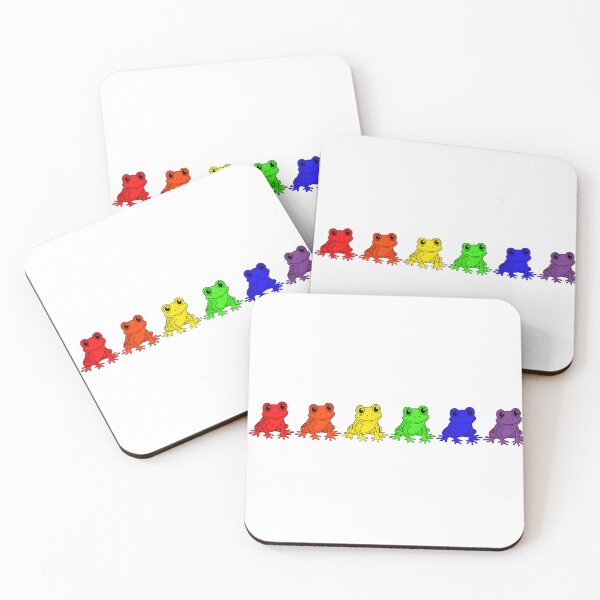 Item preview, Row of Cute Frogs in LGBTQ+ Rainbow Pride Flag Colors, Frogs LGBTQ Flag designed and sold by Travelslightly.