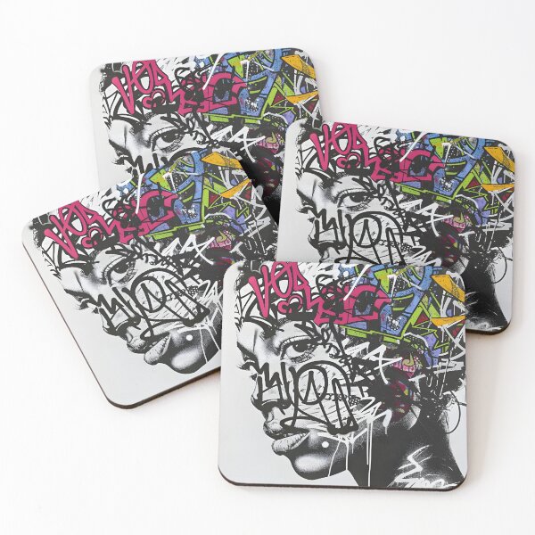 Item preview, black woman adorned with wildstyle graffiti designed and sold by FamousArtDesign.