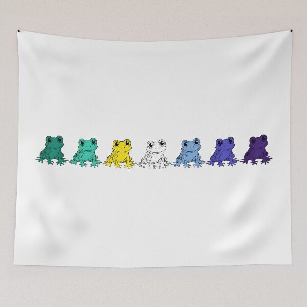 Item preview, Row of Cute Frogs in Gay MLM Pride Flag Colors, Frogs MLM Flag designed and sold by Travelslightly.