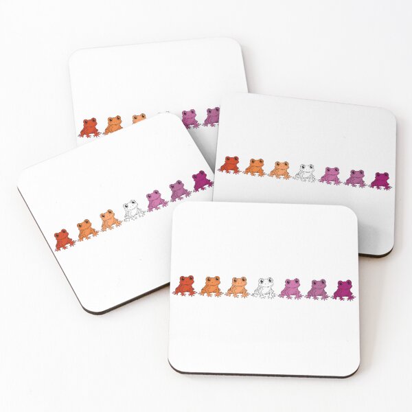 Item preview, Row of Cute Frogs in Lesbian Pride Flag Colors, Frogs Lesbian Flag designed and sold by Travelslightly.