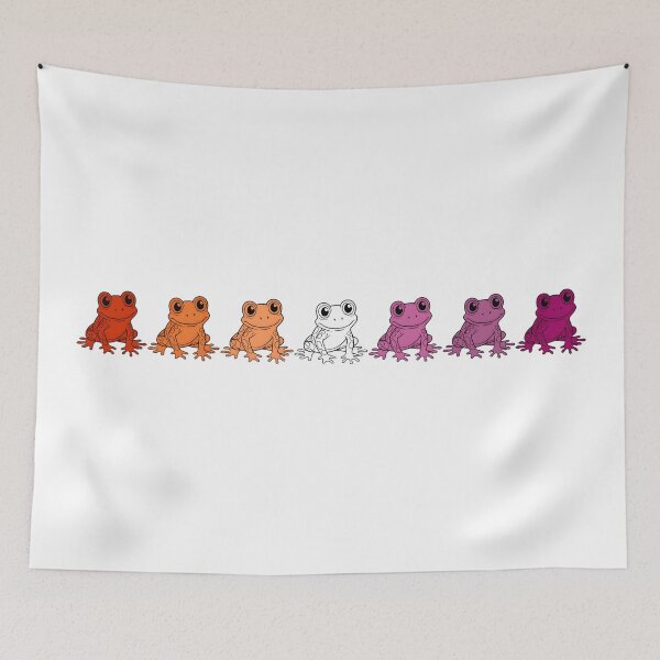 Item preview, Row of Cute Frogs in Lesbian Pride Flag Colors, Frogs Lesbian Flag designed and sold by Travelslightly.