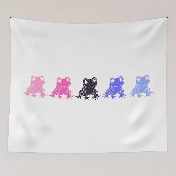 Item preview, Row of Cute Frogs in Omnisexual Pride Flag Colors, Frogs Omni Flag designed and sold by Travelslightly.