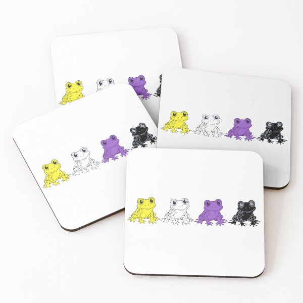 Item preview, Row of Cute Frogs in Nonbinary Pride Flag Colors, Frogs Enby Flag designed and sold by Travelslightly.