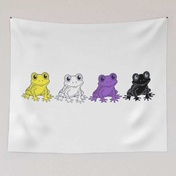 Item preview, Row of Cute Frogs in Nonbinary Pride Flag Colors, Frogs Enby Flag designed and sold by Travelslightly.