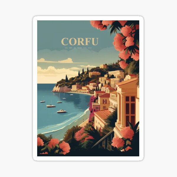 Item preview, 013 Vintage Corfu, Greece Poster Design designed and sold by Alexis Art Collection.