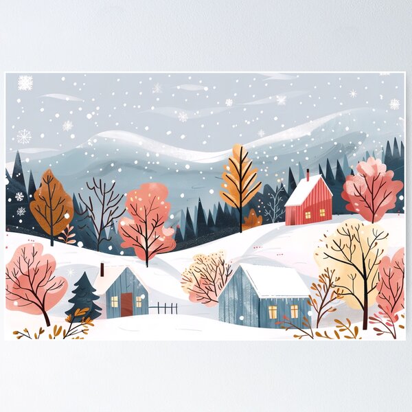 Item preview, Scandinavian winter landscape, Christmas and snow designed and sold by NordicArtPrint.