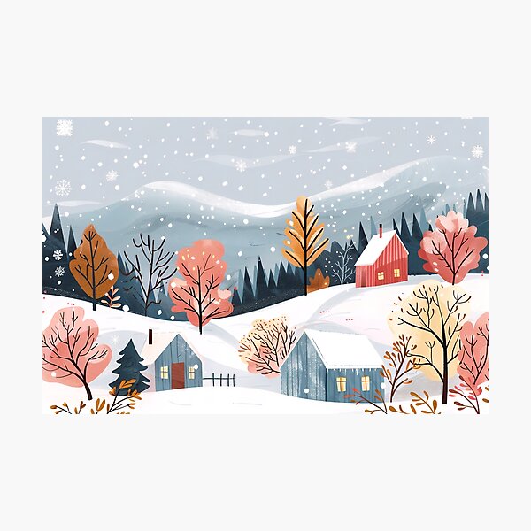 Item preview, Scandinavian winter landscape, Christmas and snow designed and sold by NordicArtPrint.