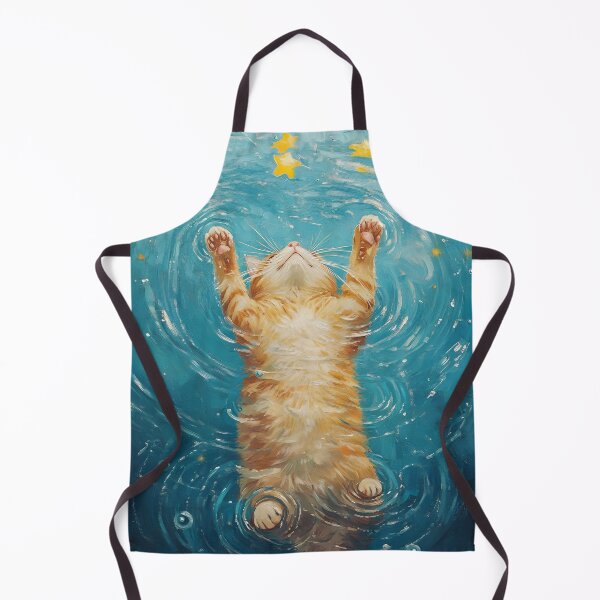 Item preview, orange cat playing with water ripples designed and sold by FamousArtDesign.