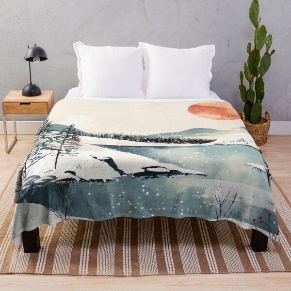 Item preview, Scandinavian winter landscape with lake, Christmas and snow designed and sold by NordicArtPrint.