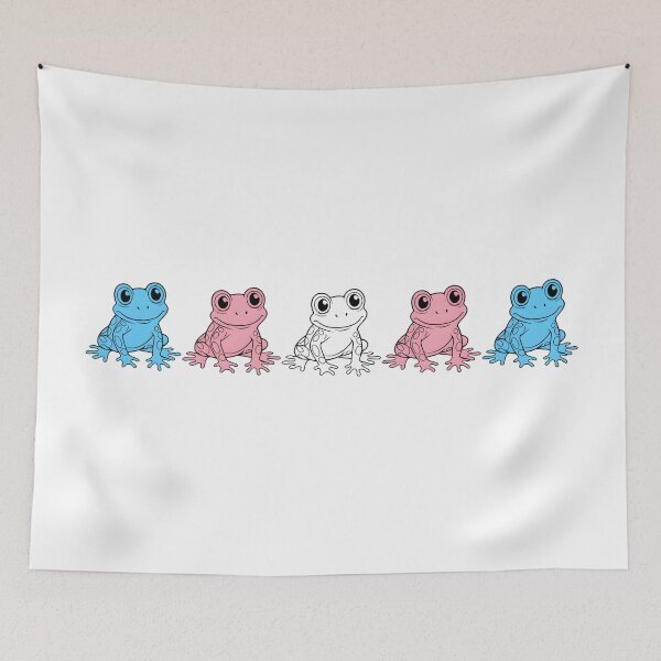 Item preview, Row of Cute Frogs in Transgender Pride Flag Colors, Frogs Trans Flag designed and sold by Travelslightly.
