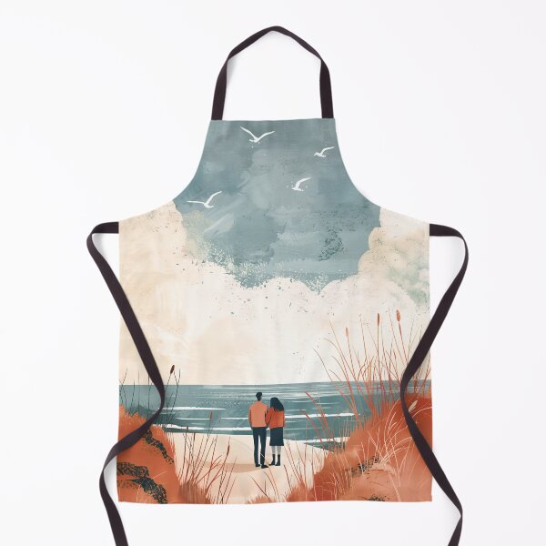 Item preview, Couple in Scandinavian landscape with sea, dunes and beach in summer designed and sold by NordicArtPrint.