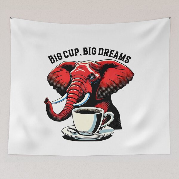 Item preview,  Elephant Barista Saying "Big Cup, Big Dreams" Animal Cafe Design designed and sold by Szymon Wangler.