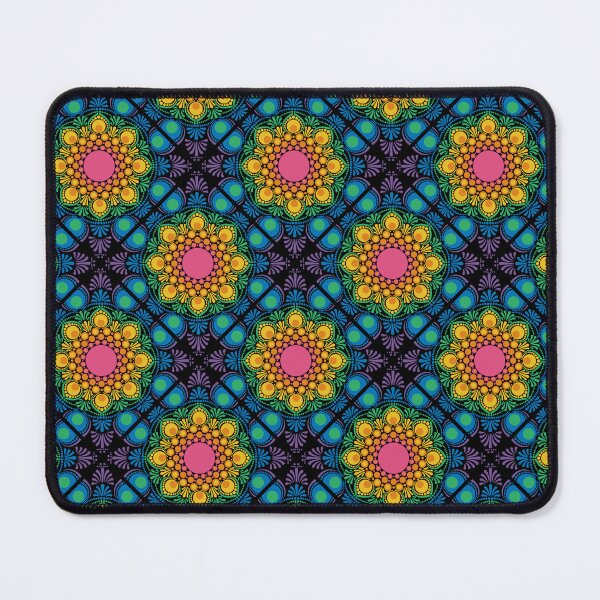Item preview, Black Maximalist Rainbow Floral Fountain Diamond Tile designed and sold by Triplicate Limited.