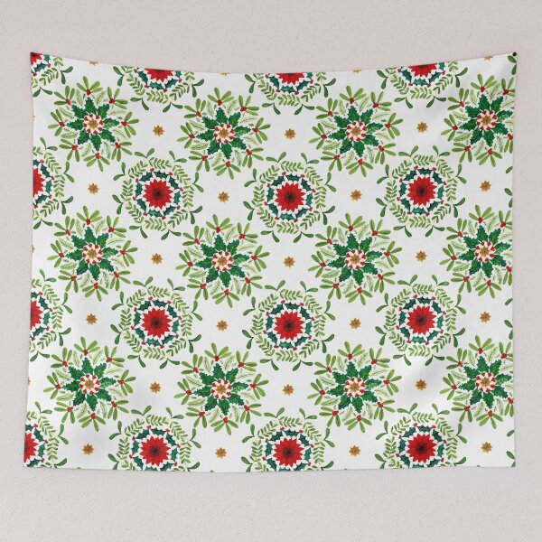 Item preview, Holly, Poinsettia, and Mistletoe - Festive Holiday Pattern christmas  designed and sold by Jemma Jamie Skidmore.