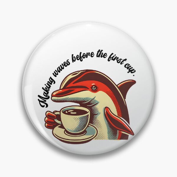 Item preview, Dolphin Barista Saying "Making Waves Before the First Cup" Animal Cafe Design designed and sold by Szymon Wangler.