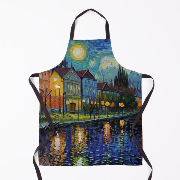 Item preview, Impressionist Van Gogh inspired houses on a canal designed and sold by rolffimages.