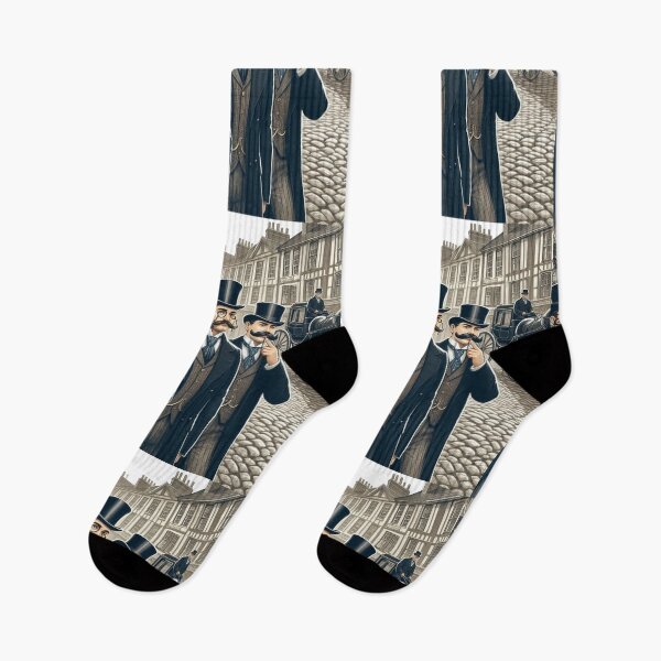 Item preview, Victorian Gentlemen Strolling on Cobblestone Street designed and sold by freackly.