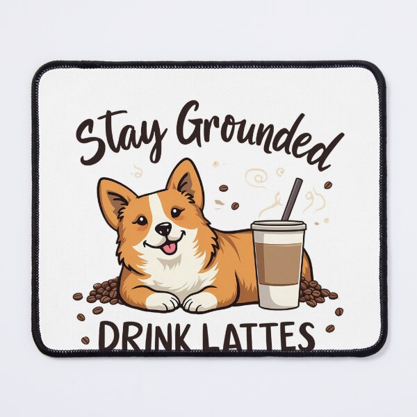 Item preview, Stay Grounded, Drink Lattes with a Corgi designed and sold by Echo Dusk.