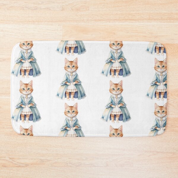 Item preview, Cute Cat illustration wearing a blue retro dress designed and sold by Victoria Riabov.