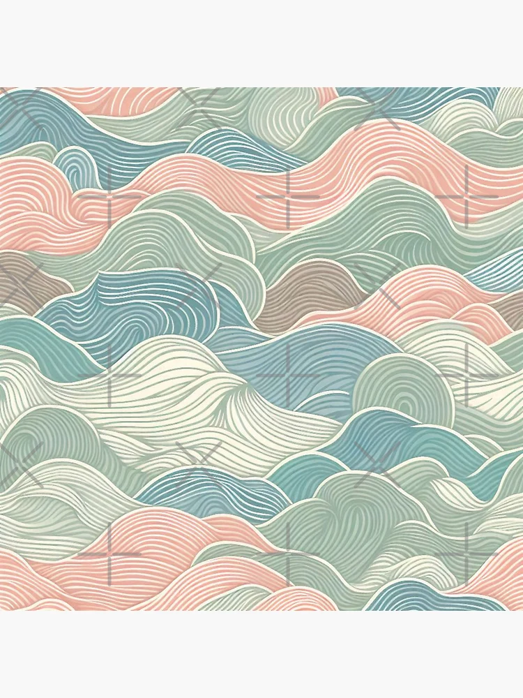 Thumbnail 5 of 5, Coasters (Set of 4), Small-Scale Abstract Waves Fabric Pattern: Subtle Ripples in Soothing Colors designed and sold by Rui Fernandes.