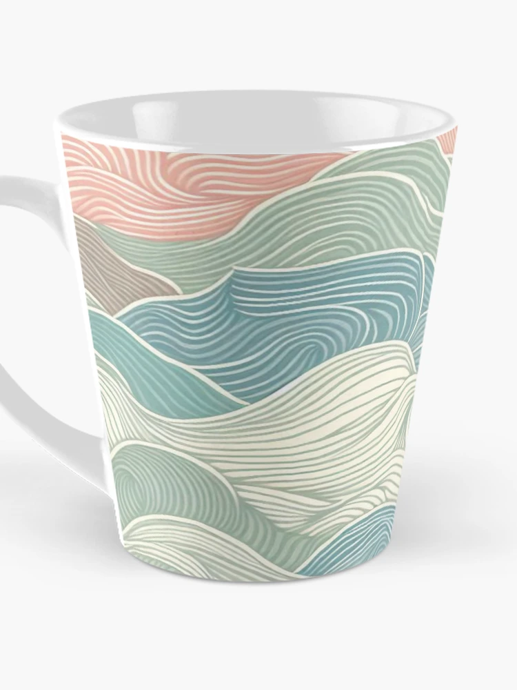 Thumbnail 3 of 4, Coffee Mug, Small-Scale Abstract Waves Fabric Pattern: Subtle Ripples in Soothing Colors designed and sold by Rui Fernandes.