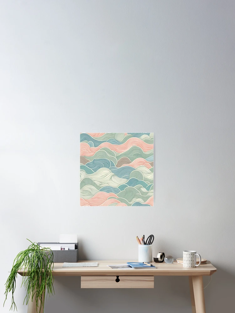Thumbnail 2 of 3, Poster, Small-Scale Abstract Waves Fabric Pattern: Subtle Ripples in Soothing Colors designed and sold by Rui Fernandes.