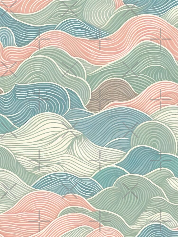 Thumbnail 3 of 3, Scarf, Small-Scale Abstract Waves Fabric Pattern: Subtle Ripples in Soothing Colors designed and sold by RuiFernandes.