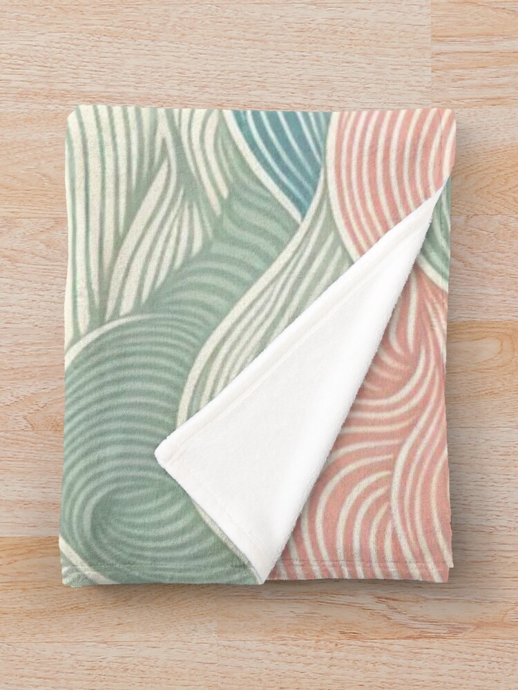 Thumbnail 3 of 6, Throw Blanket, Small-Scale Abstract Waves Fabric Pattern: Subtle Ripples in Soothing Colors designed and sold by RuiFernandes.