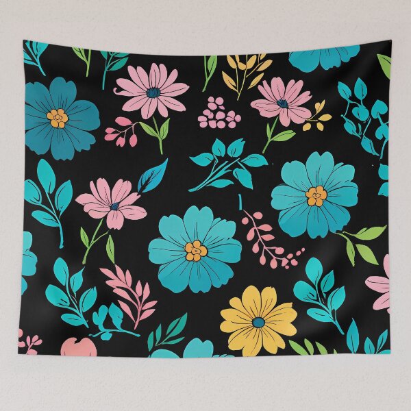Artikelvorschau, Blumenmuster auf Schwarz entworfen und verkauft von FocusedArt.