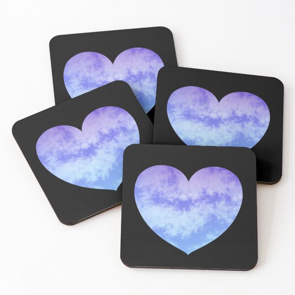 Item preview, Purple and Blue Wispy Puff Heart with Black Back designed and sold by ClearAndHappy.