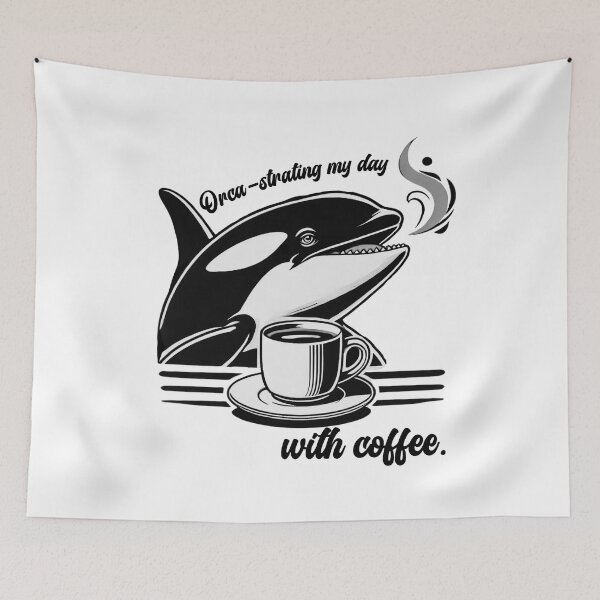 Item preview, Orca Barista Saying "Orca-strating My Day with Coffee" Animal Cafe Design					 designed and sold by Szymon Wangler.