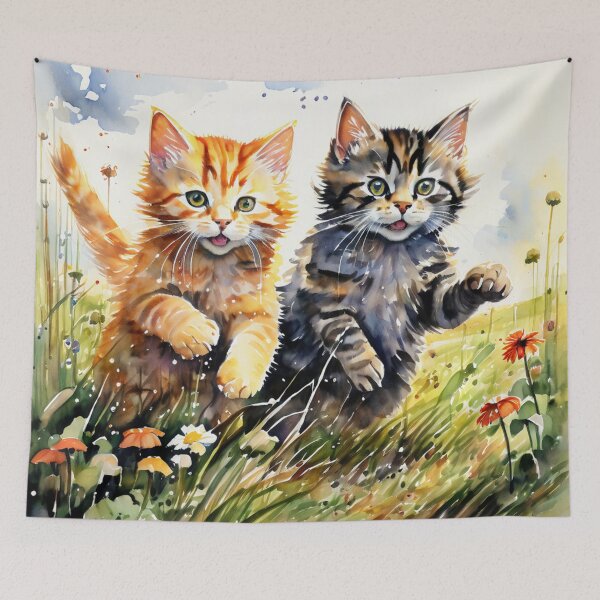 Item preview, Cats Playing in the Field designed and sold by MajdoArt.