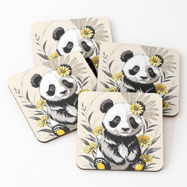Aperçu de l'œuvre Précieux bébé panda et marguerites créée et vendue par Daisy-Bears.