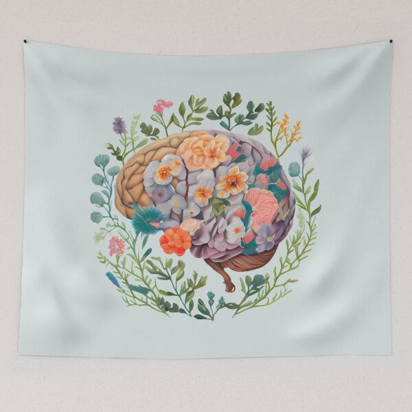Item preview, Floral Anatomical Brain Mental Health Matters designed and sold by darkskydelights.