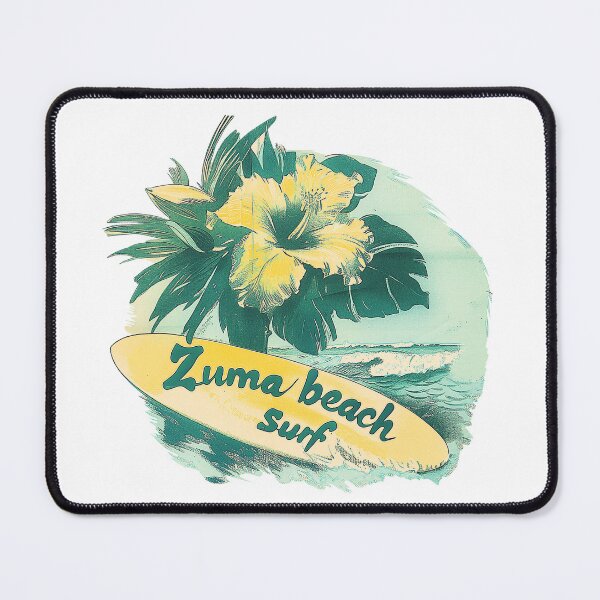 Item preview, Zuma Beach Surf - Vintage Distressed Floral Surfboard Design for Surf Culture Enthusiasts designed and sold by YardWest.