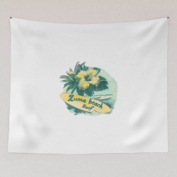 Item preview, Zuma Beach Surf - Vintage Distressed Floral Surfboard Design for Surf Culture Enthusiasts designed and sold by YardWest.