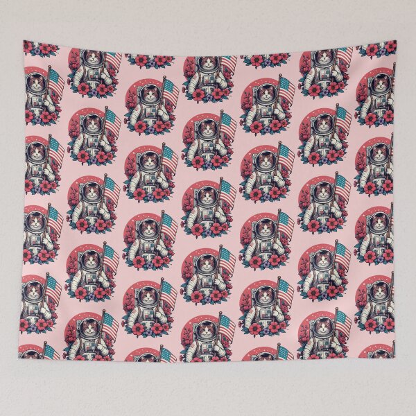 Item preview, Vintage Flowers Astronaut Cat Space Astronaut Cat Floral Lover  -  designed and sold by PurpleLoveStore.