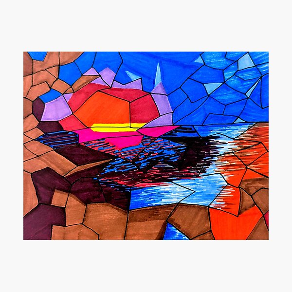 Item preview, Sunset Cave in Colorful Mosaic designed and sold by kriscasimir.